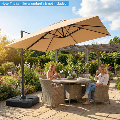 Cantilever Umbrella Base with Wheels and Retractable Pull Rod 150 kg Water and Sand-Black