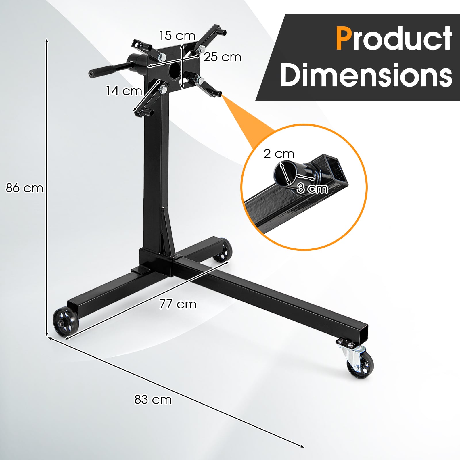 340 Kg/ 680 Kg Capacity Engine Stand with 360 Degree Rotating Head-Size 1-Black