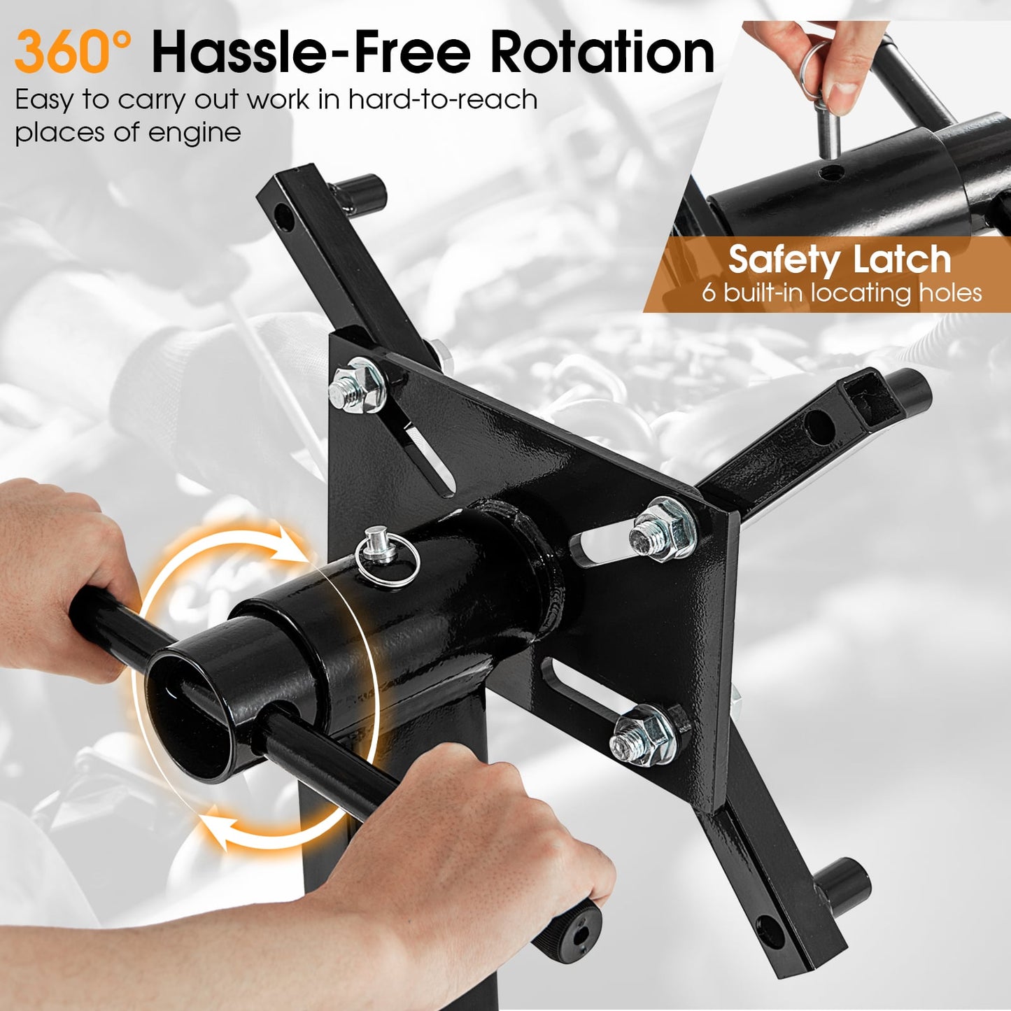 340 Kg/ 680 Kg Capacity Engine Stand with 360 Degree Rotating Head-Size 1-Black