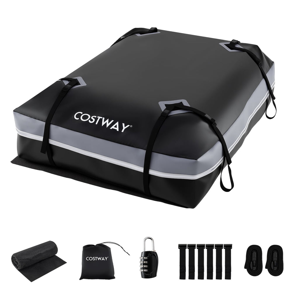 Car Rooftop Cargo Carrier Waterproof Heavy-Duty PVC Roof Bag Storage Bag-Grey-L