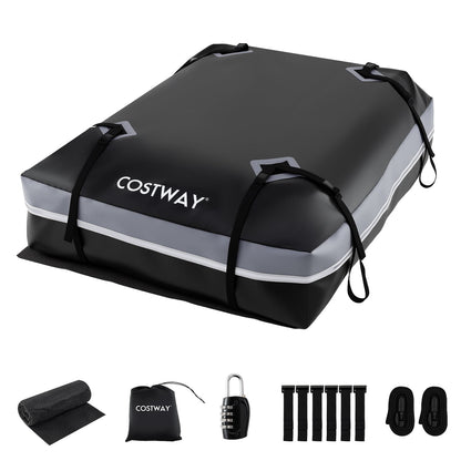 Car Rooftop Cargo Carrier Waterproof Heavy-Duty PVC Roof Bag Storage Bag-Grey-L