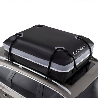 Car Rooftop Cargo Carrier Waterproof Heavy-Duty PVC Roof Bag Storage Bag-Grey-L