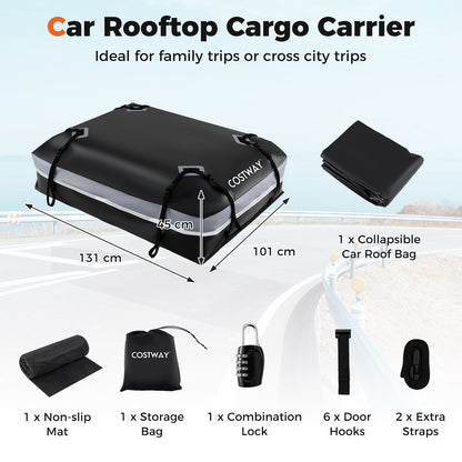 Car Rooftop Cargo Carrier Waterproof Heavy-Duty PVC Roof Bag Storage Bag-Grey-L