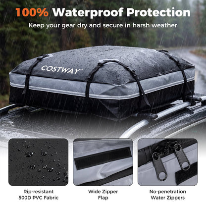 Car Rooftop Cargo Carrier Waterproof Heavy-Duty PVC Roof Bag Storage Bag-Grey-L
