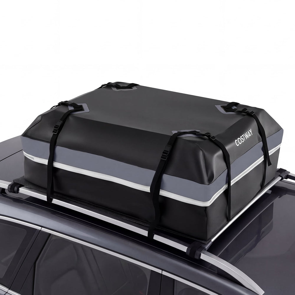 Car Rooftop Cargo Carrier Waterproof Heavy-Duty PVC Roof Bag Storage Bag-Grey-M