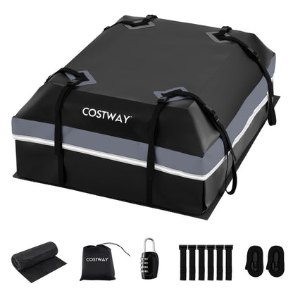 Car Rooftop Cargo Carrier Waterproof Heavy-Duty PVC Roof Bag Storage Bag-Grey-M