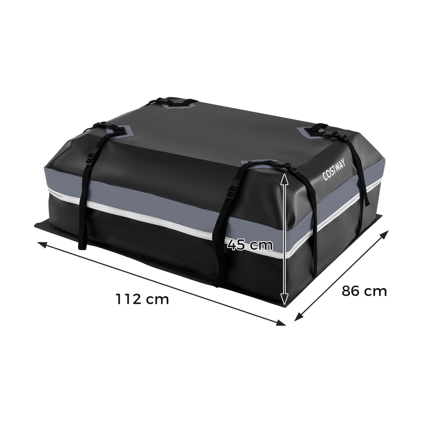 Car Rooftop Cargo Carrier Waterproof Heavy-Duty PVC Roof Bag Storage Bag-Grey-M