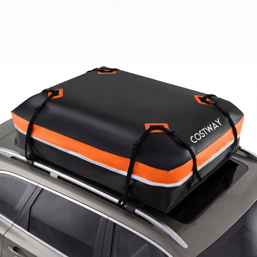 Car Rooftop Cargo Carrier Waterproof Heavy-Duty PVC Roof Bag Storage Bag-Orange-L
