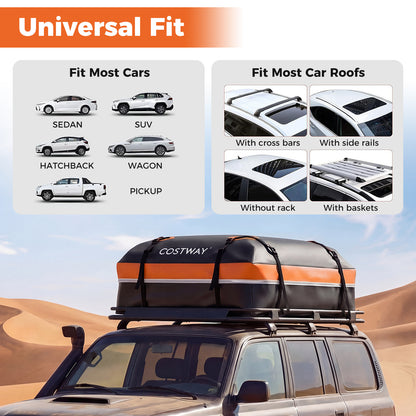 Car Rooftop Cargo Carrier Waterproof Heavy-Duty PVC Roof Bag Storage Bag-Orange-L