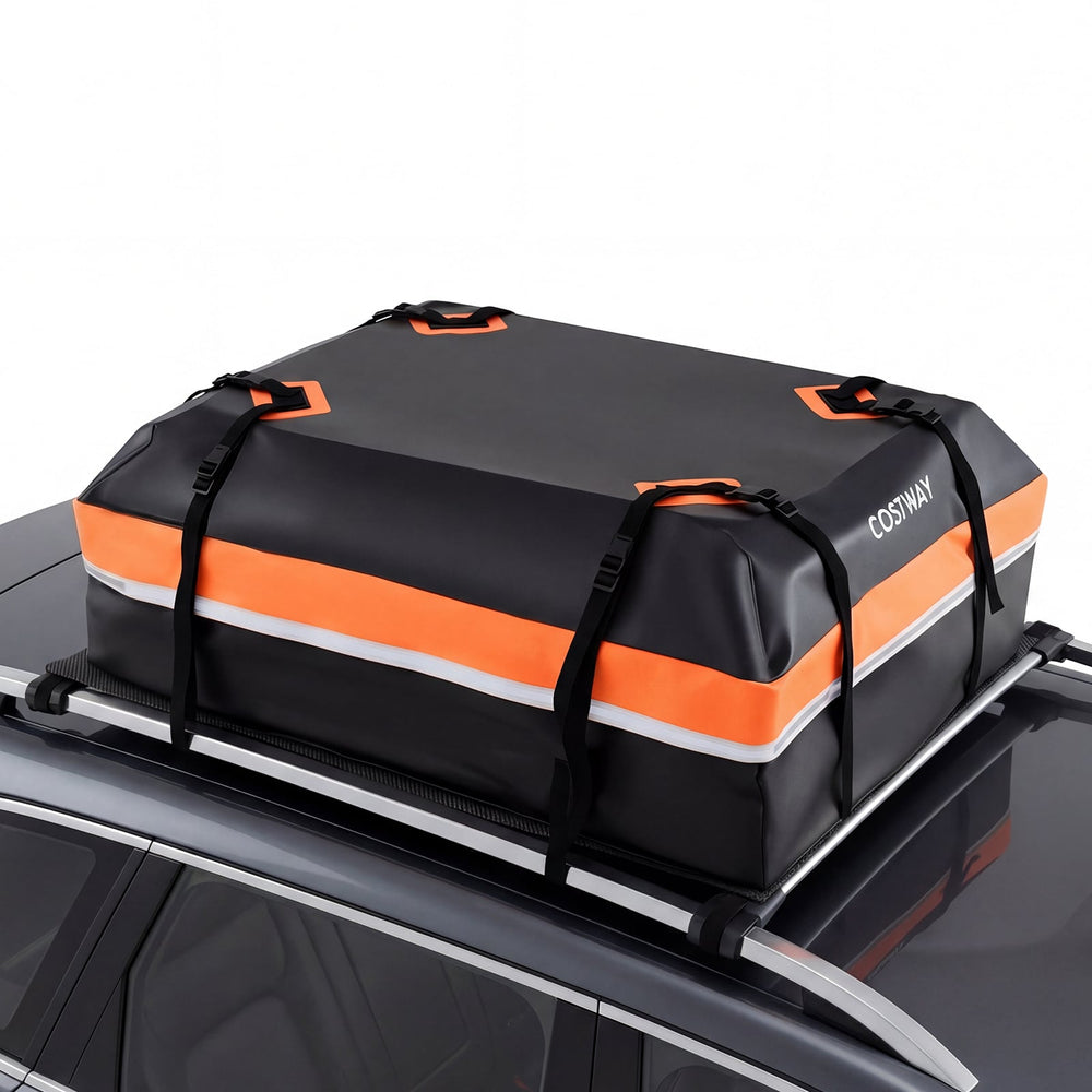 Car Rooftop Cargo Carrier Waterproof Heavy-Duty PVC Roof Bag Storage Bag-Orange-M
