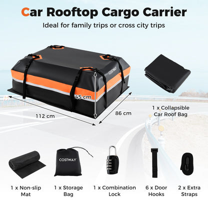 Car Rooftop Cargo Carrier Waterproof Heavy-Duty PVC Roof Bag Storage Bag-Orange-M