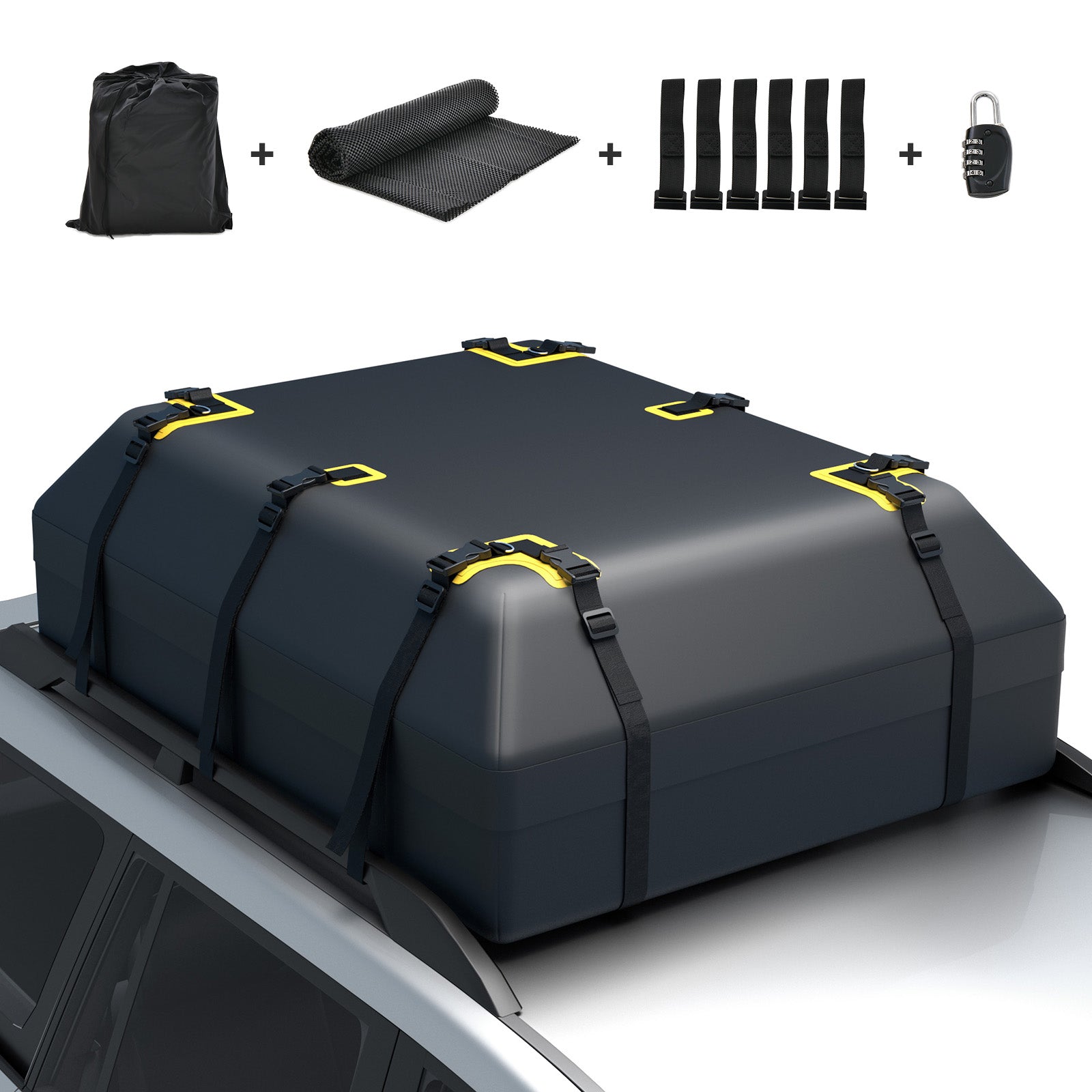 600L Car Roof Bag for All Vehicles with/without Racks-Black