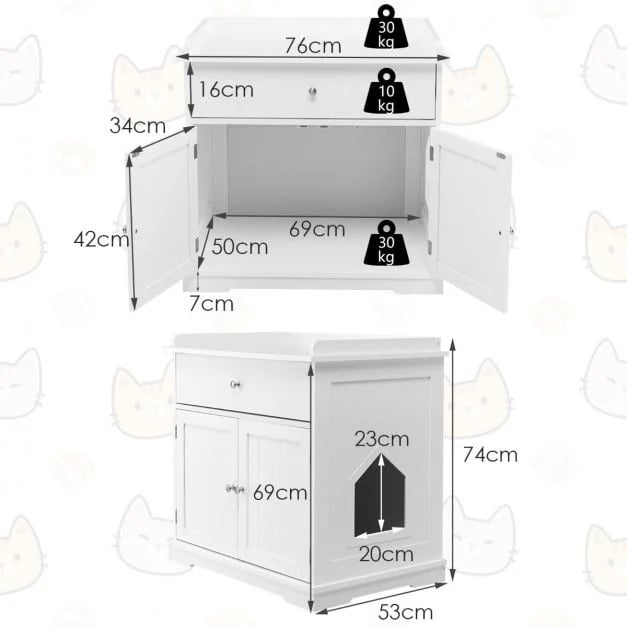 Cat Furniture with Cat litter box enclosure Semi-auto Open-top Cat Litter Box and 179cm Cat Tree