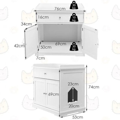 Cat Furniture with Cat litter box enclosure Semi-auto Open-top Cat Litter Box and 179cm Cat Tree