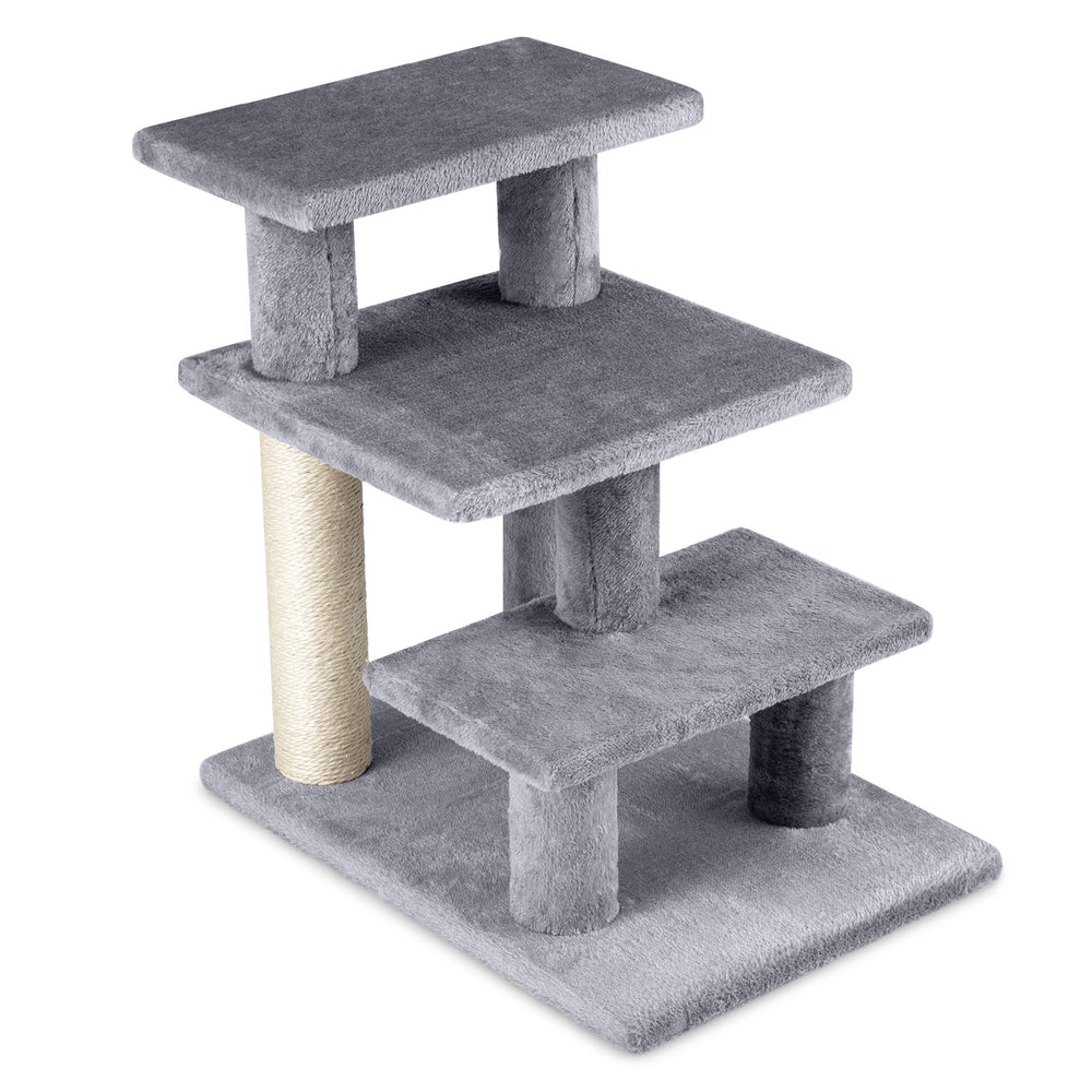 Cat Stairs 2-in-1 Cat Tree Tower Pet Steps with Sisal Scratching Post-Grey