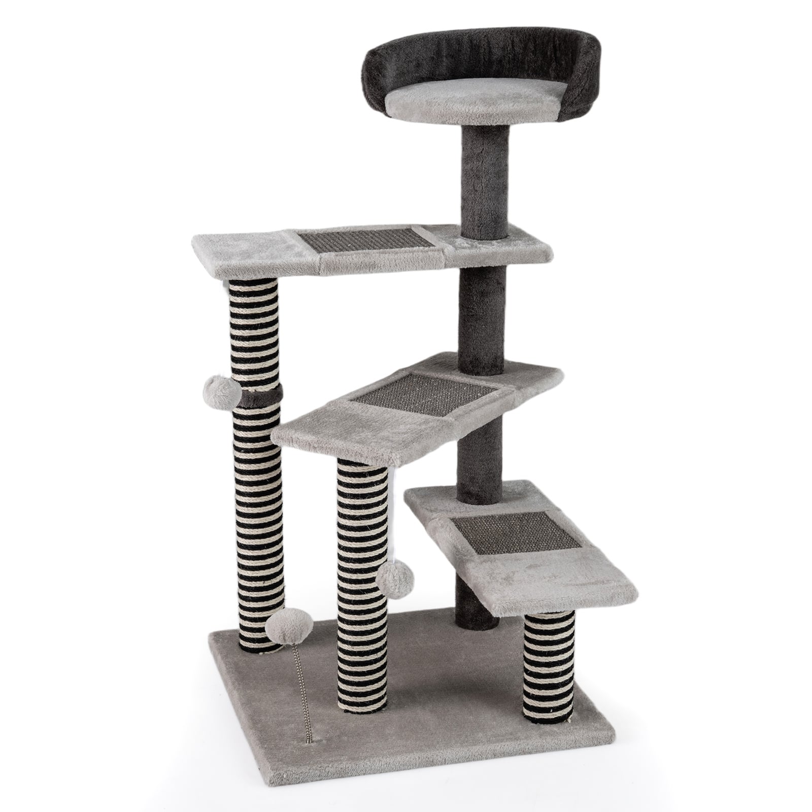 Cat Tree Kitten Tower 5-Level Cat Stairs with Sisal & Jute Scratching Posts and Mats-Grey