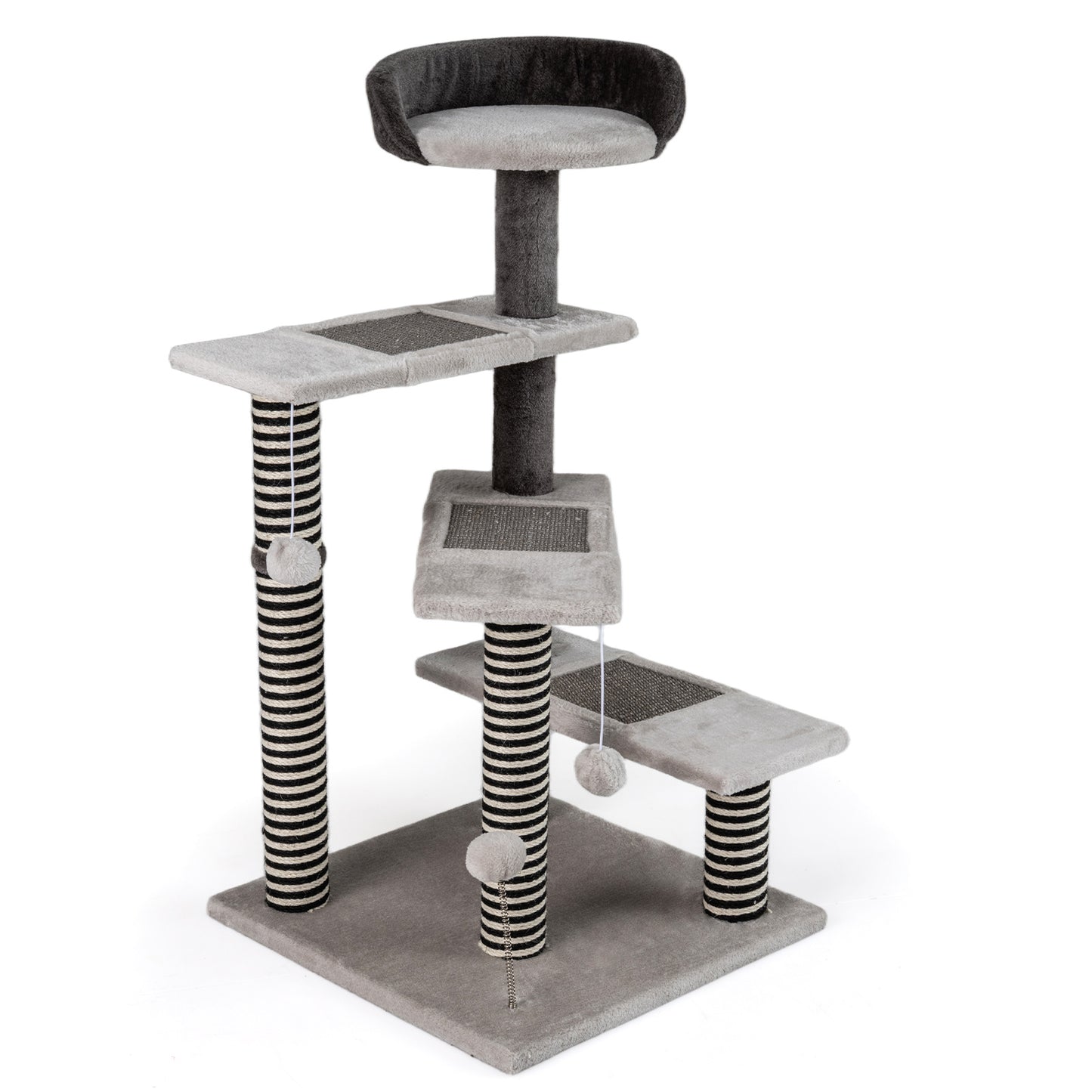 Cat Tree Kitten Tower 5-Level Cat Stairs with Sisal & Jute Scratching Posts and Mats-Grey