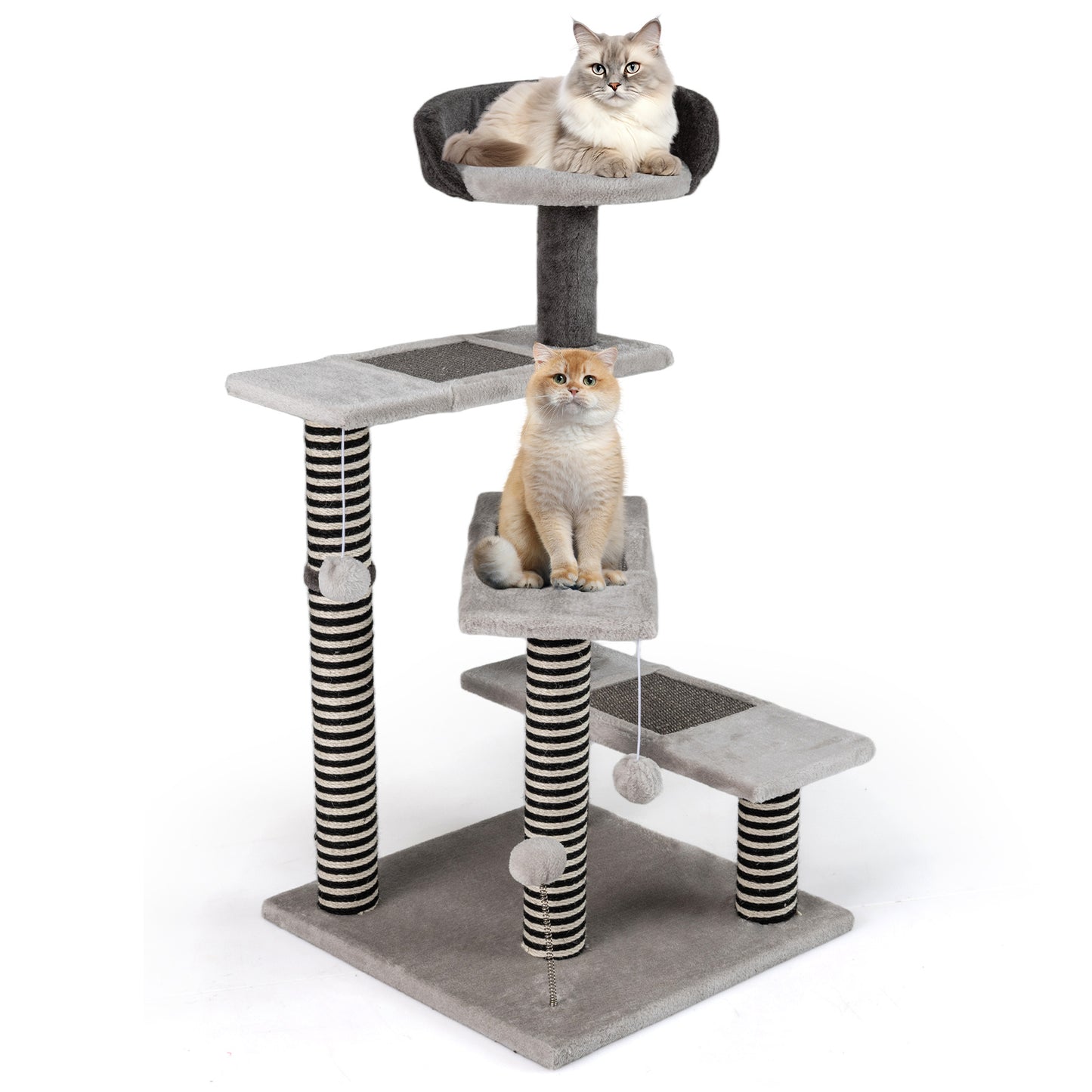 Cat Tree Kitten Tower 5-Level Cat Stairs with Sisal & Jute Scratching Posts and Mats-Grey