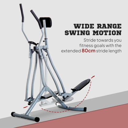 HOMCOM Air Walker Glider, Cross Trainer Fitness Machine, with LCD, for Home Gym, Grey