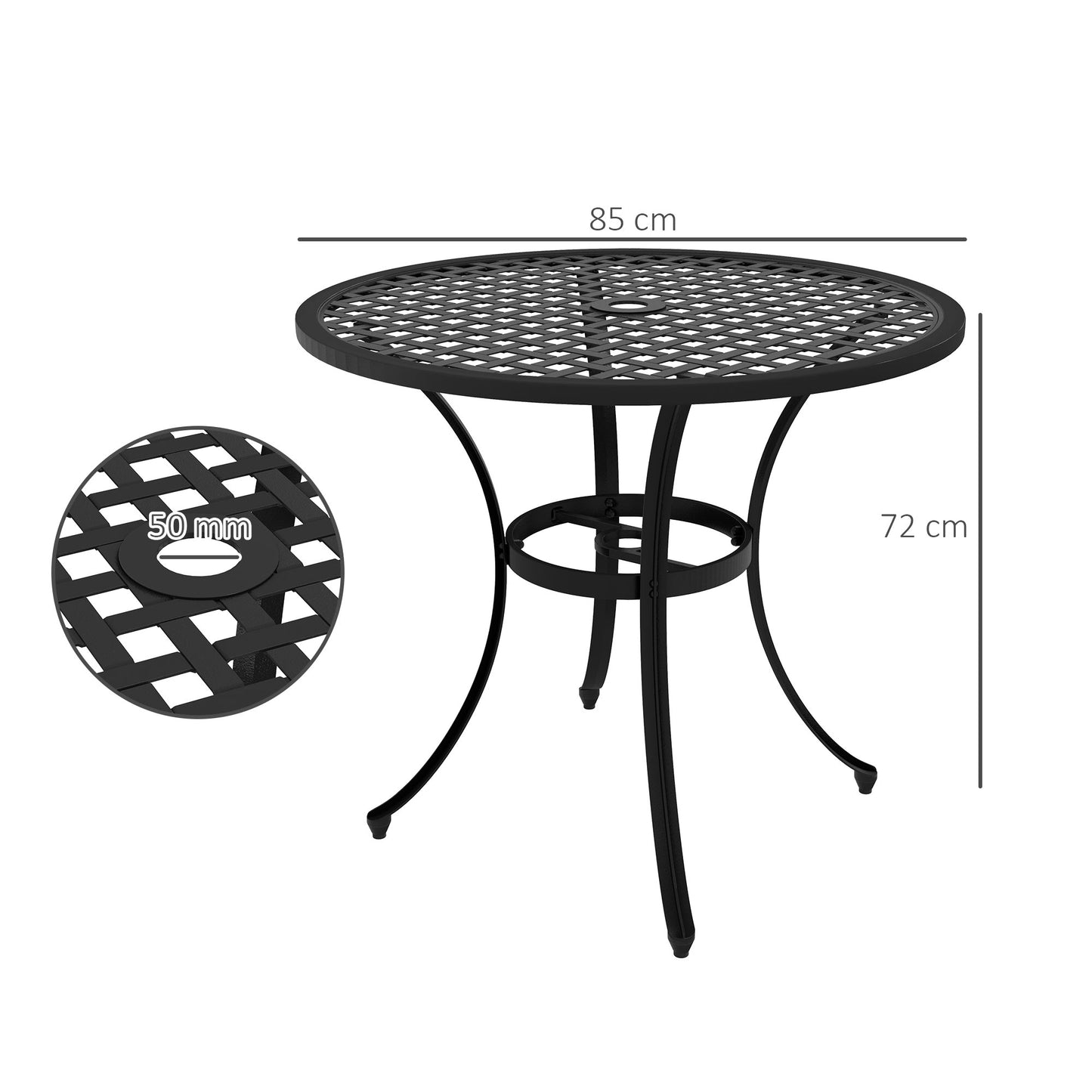 Outsunny Round Aluminium Table, with â50mm Parasol Hole