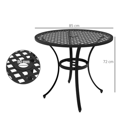 Outsunny Round Aluminium Table, with â50mm Parasol Hole