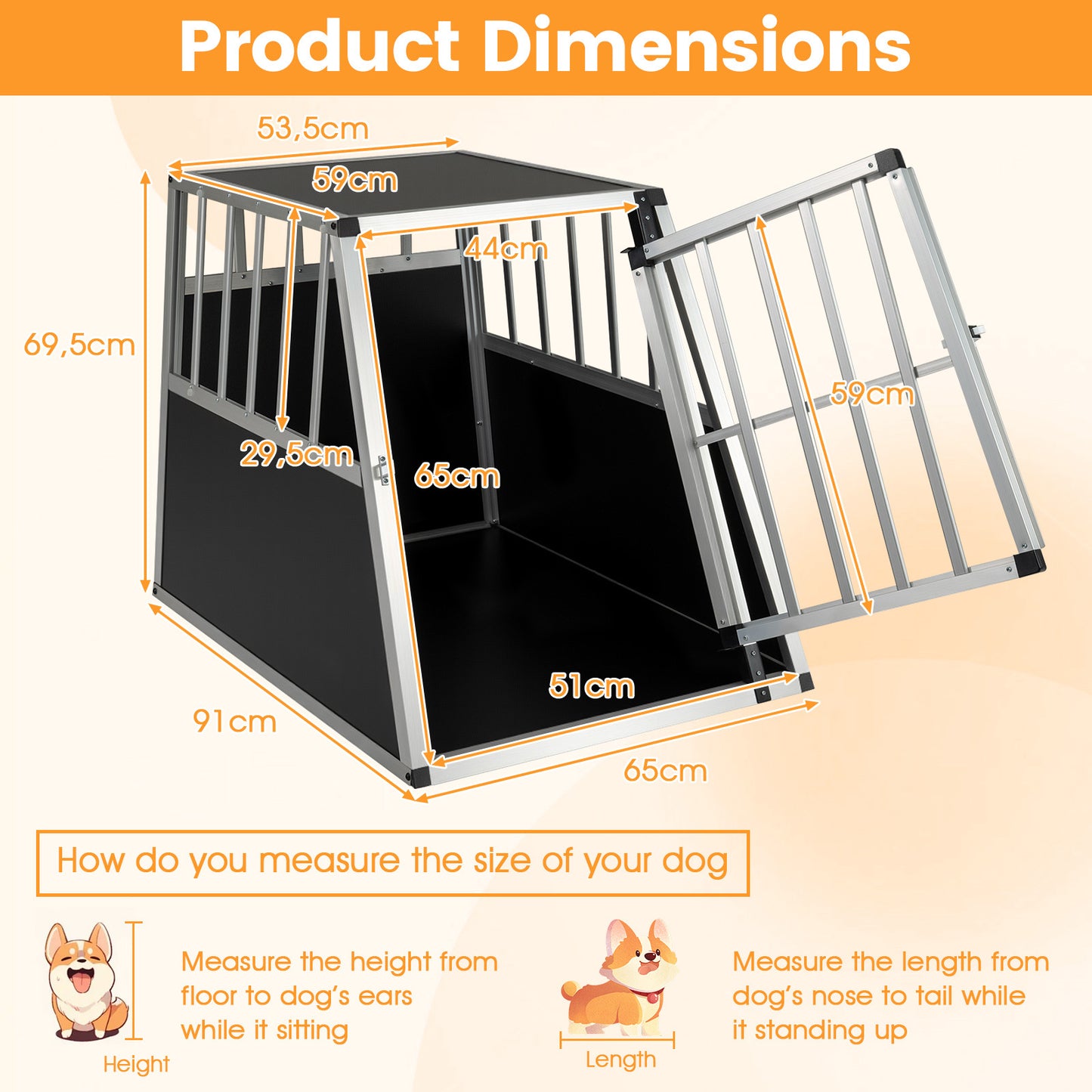 Chew Proof Dog Cage for Small Medium Dogs with Trapezoidal Design for Camping