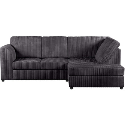 Chicago Jumbo Cord Full Back Black Corner Sofa