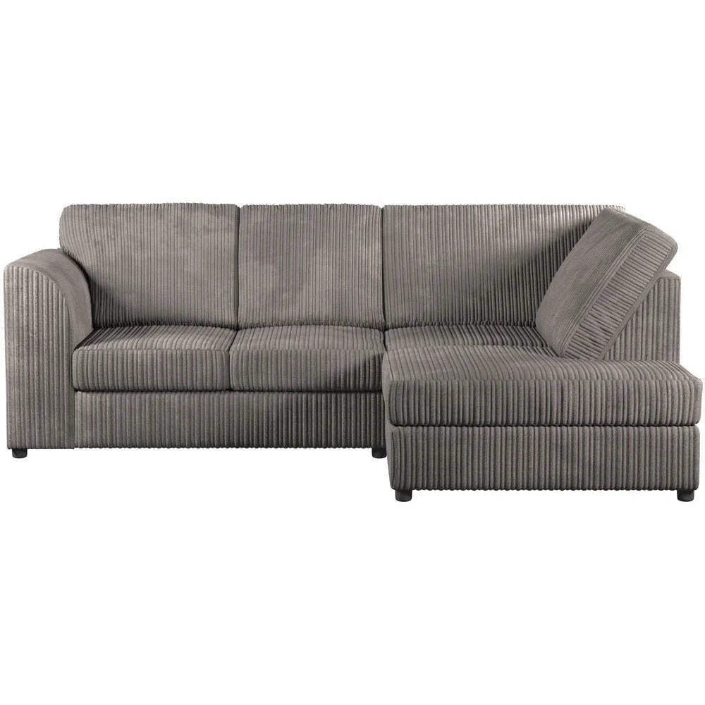 Chicago Jumbo Cord Full Back  Grey Corner Sofa