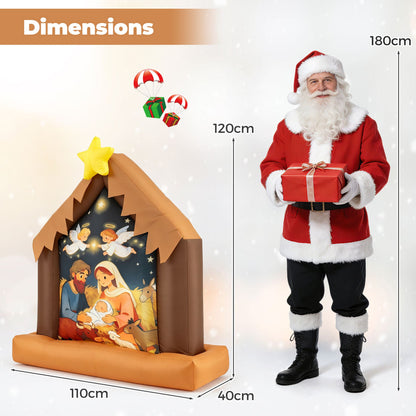 Christmas Inflatable Nativity Scene with Built-in Lights and 4 Ground Stakes