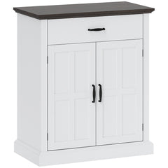 HOMCOM Farmhouse Sideboard with 3 cm Thick Top 2 Barn Doors - White