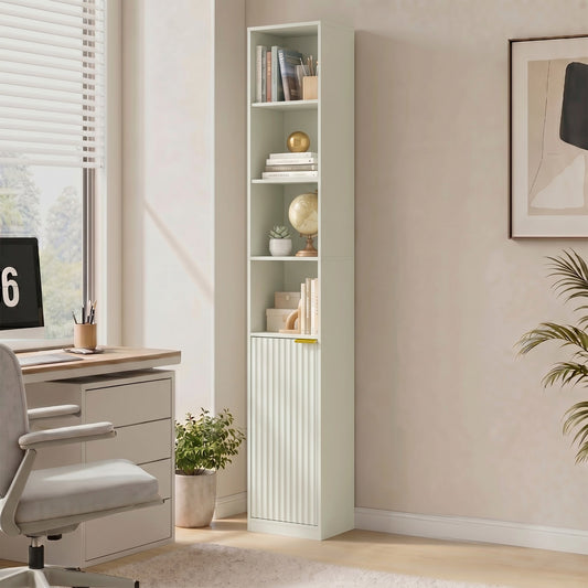 HOMCOM Bookcase Adjustable Shelf Bookshelf Anti-Tip Hardware 6-Tier Storage Cabinet Light Green