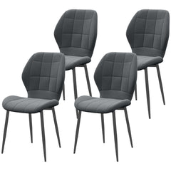 HOMCOM Set of Four Flannel Relaxed Tub Dining Chairs - Dark Grey