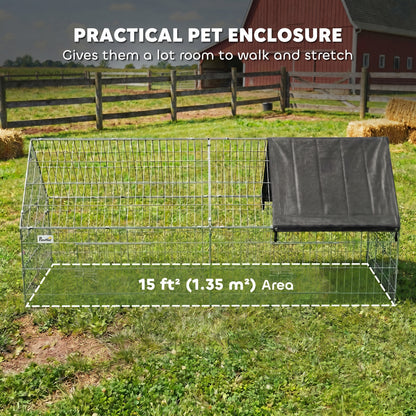 PawHut Rabbit Run with Protective Cover for Small Animals, Chickens, Guinea Pigs, Tortoises, 180 x 75 x 75 cm, Black