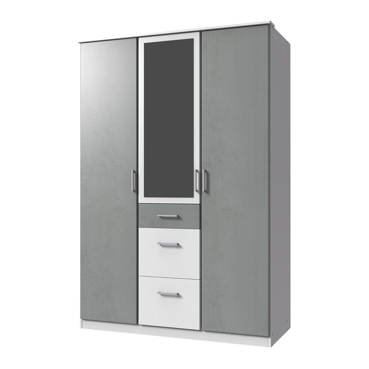 Wardrobe COMODO 3 Door Wardrobe White and Grey 135cm