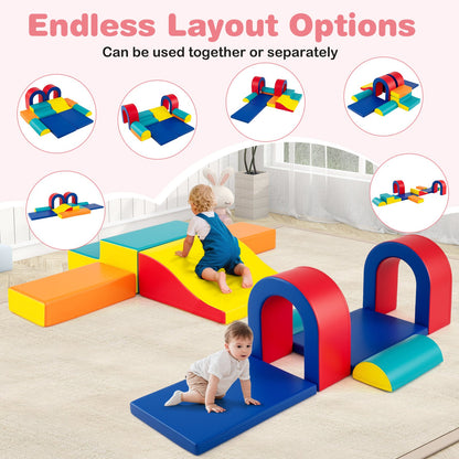 10-Piece Foam Climbing Blocks for Crawling Climbing and Sliding-Red