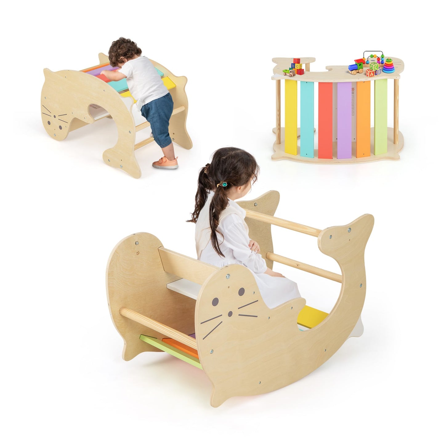 3-in-1 Climbing Toy Set for for 3-14 Years Old Toddlers-Multicolor