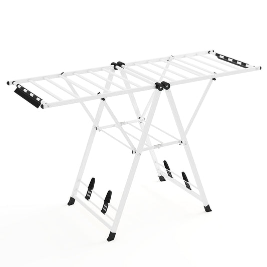 Clothes Drying Rack Foldable Laundry Drying Rack with 18 Drying Rails-White