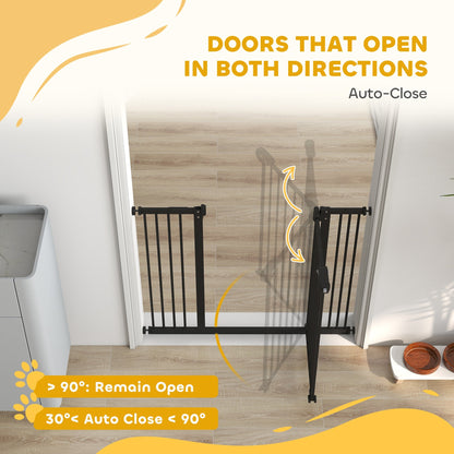 PawHut Adjustable Safety Gate w/ Two Extensions, Four Adjustable Screws, Black