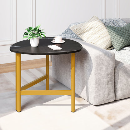 Coffee Table Triangle Center Table with Metal Legs Industrial Accent Sofa Table-Black