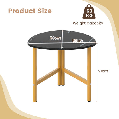 Coffee Table Triangle Center Table with Metal Legs Industrial Accent Sofa Table-Black