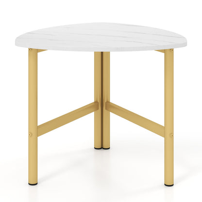 Coffee Table Triangle Center Table with Metal Legs Industrial Accent Sofa Table-White