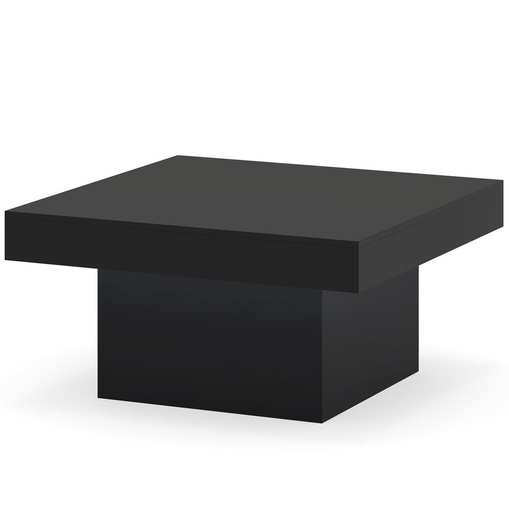Coffee Table with LED Lights Square Center Table with Remote and 20 Static Colors-Black