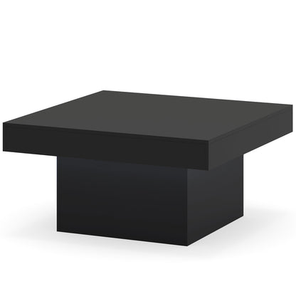 Coffee Table with LED Lights Square Center Table with Remote and 20 Static Colors-Black