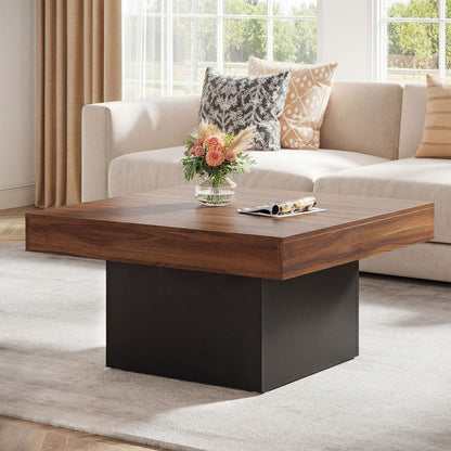 Coffee Table with LED Lights Square Center Table with Remote and 20 Static Colors-Coffee