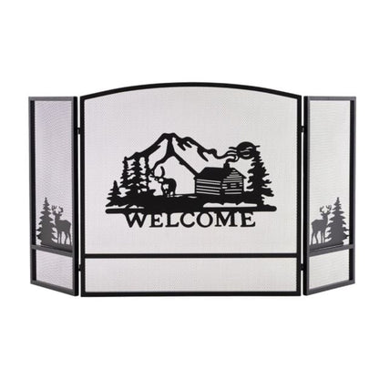 Collapsible Firewood Log Hoop and 3 Panel Fireplace Screen