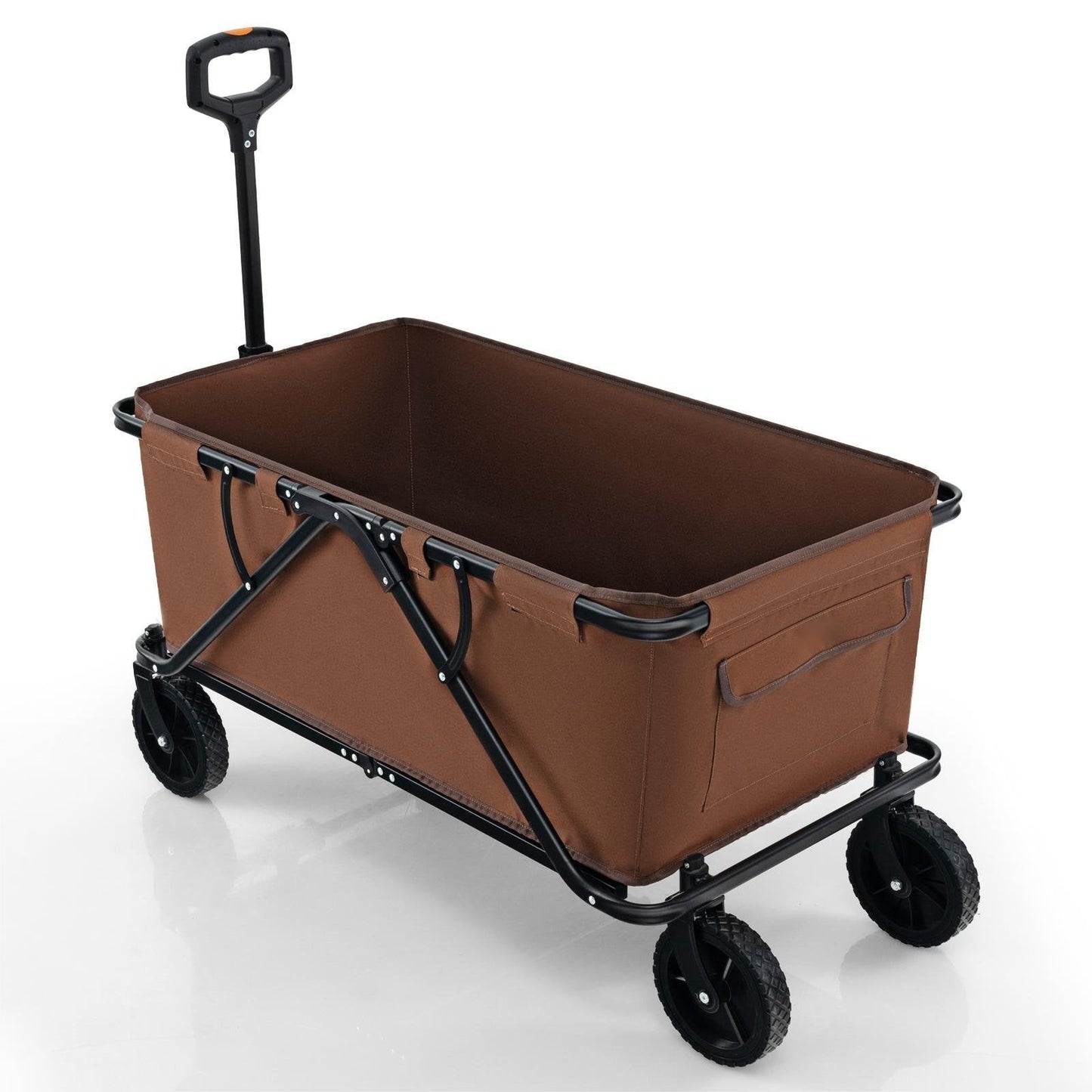 Collapsible Foldable Wagon Cart with Adjustable Handlebar-Coffee