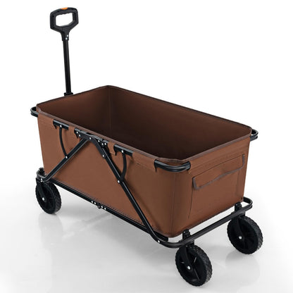Collapsible Foldable Wagon Cart with Adjustable Handlebar-Coffee