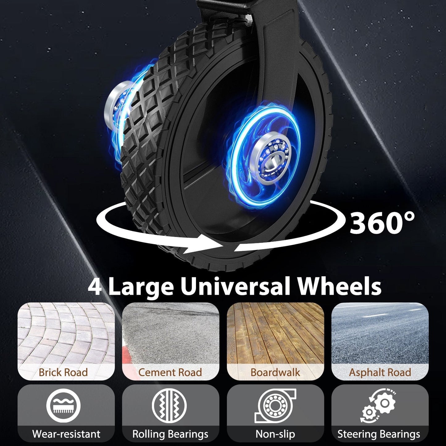 Collapsible Foldable Wagon Cart with Adjustable Handlebar-Coffee