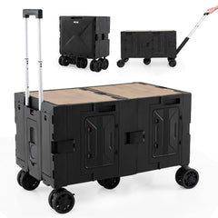 Collapsible Wagon Cart Foldable Utility Cart with Telescoping Handle-Black