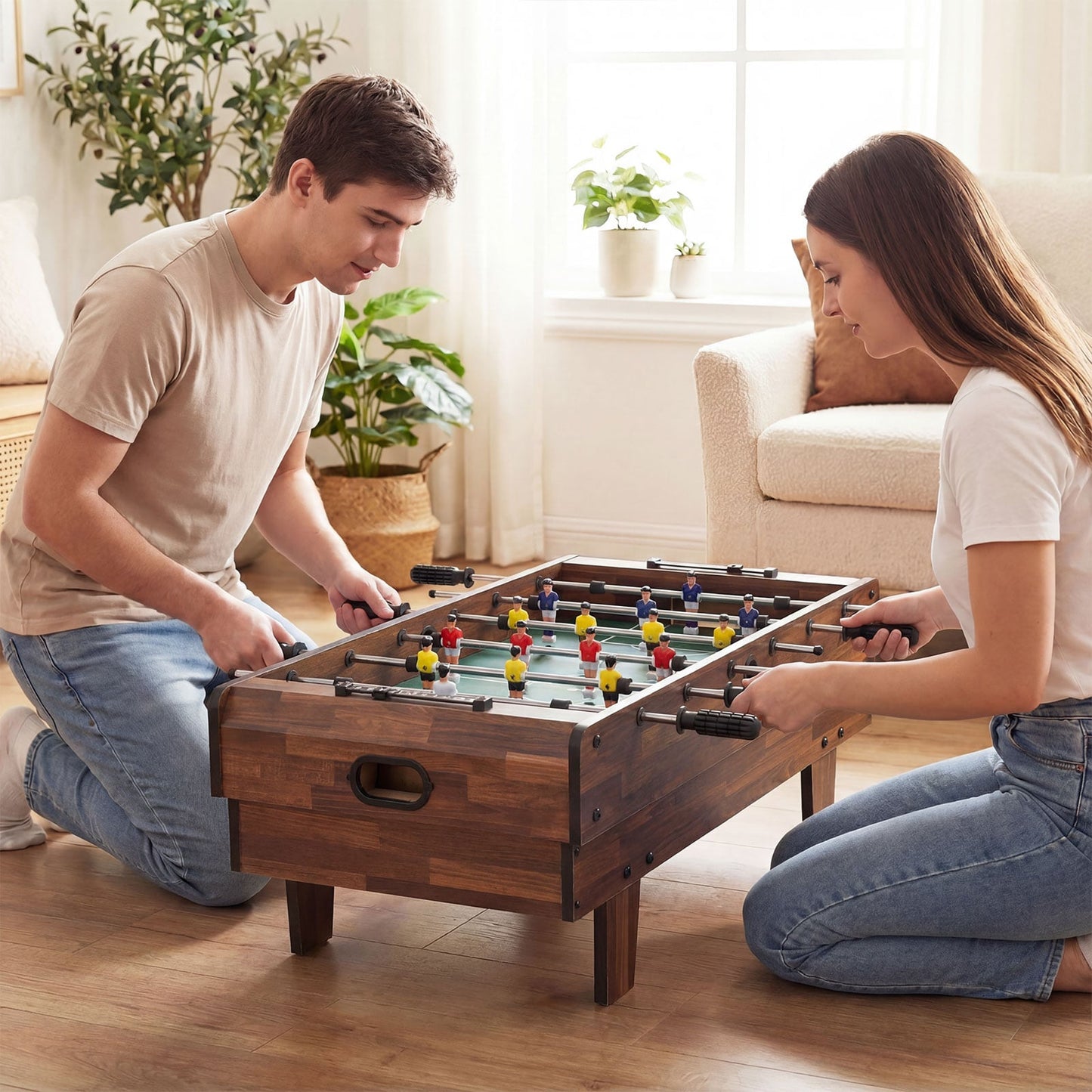 4 in 1 Combo Game Table Set Foosball Table with Billiards-Wood